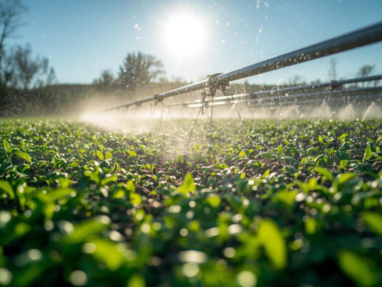 Animated solar-powered water pumps in fields, _sun shining bright, irrigation happening, _eco-friendly farming theme with motion. (1)